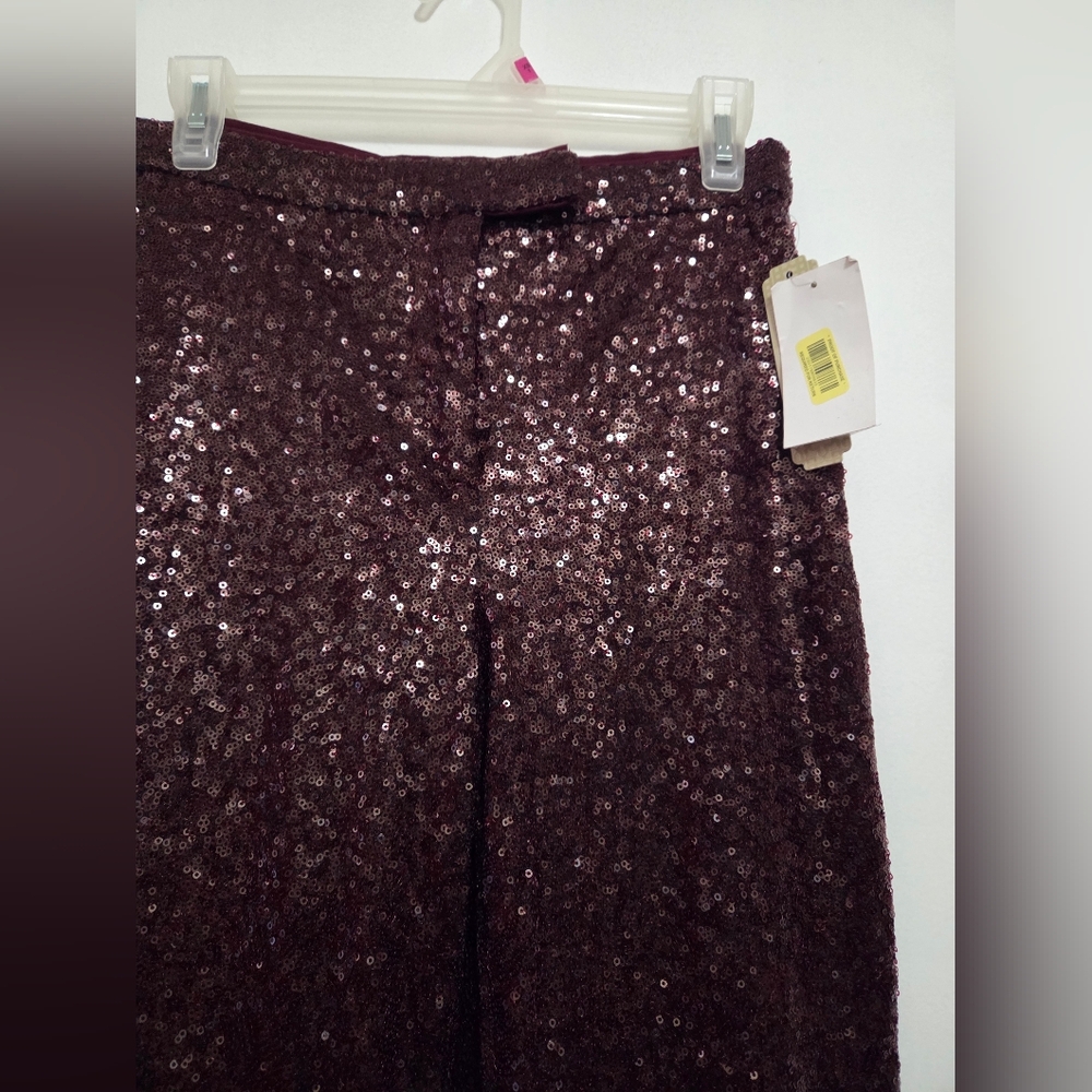 Gianni Bini Sequin Flare Pants - Brown Size 7 NWT - Picture 3 of 10